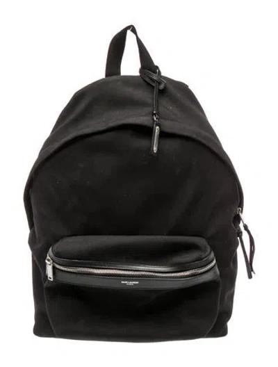 Pre-owned Saint Laurent Canvas City Backpack In Black