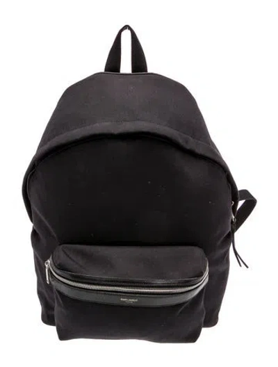 Pre-owned Saint Laurent Canvas City Backpack In Black