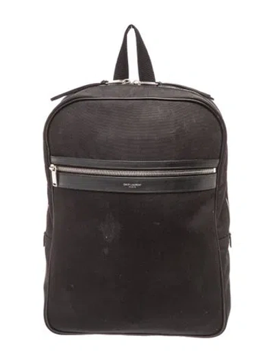 Pre-owned Saint Laurent Canvas City Laptop Backpack In Black