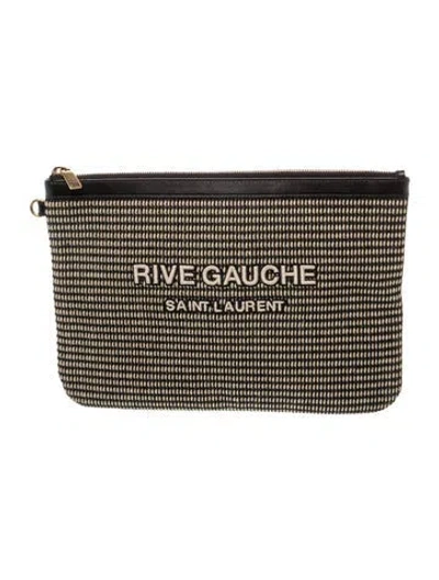 Pre-owned Saint Laurent Canvas Clutch In Neutral