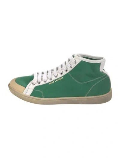 Pre-owned Saint Laurent Canvas Colorblock Pattern Sneakers In Green