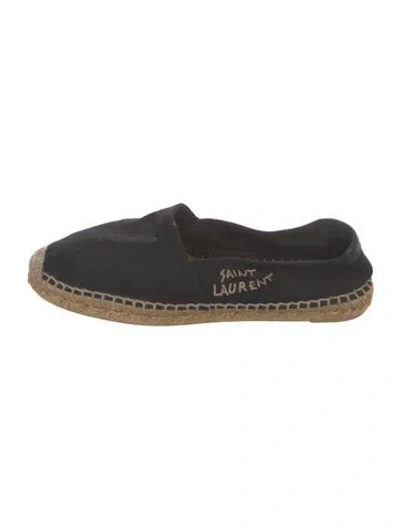 Pre-owned Saint Laurent Canvas Embroidered Accent Espadrilles In Black