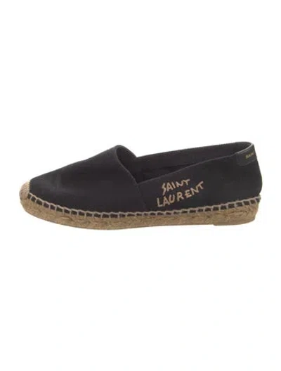 Pre-owned Saint Laurent Canvas Embroidered Accent Espadrilles In Black