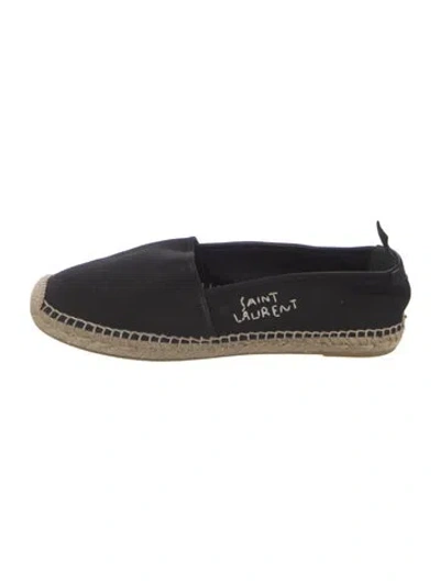 Pre-owned Saint Laurent Canvas Embroidered Accent Espadrilles In Black