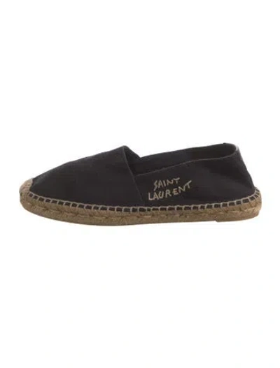 Pre-owned Saint Laurent Canvas Embroidered Accent Espadrilles In Black