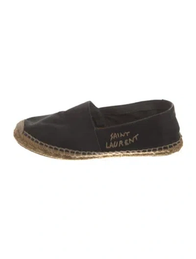 Pre-owned Saint Laurent Canvas Embroidered Accent Espadrilles In Black