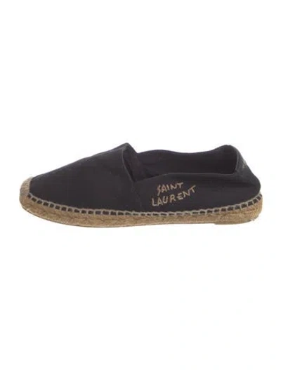 Pre-owned Saint Laurent Canvas Embroidered Accent Espadrilles In Black