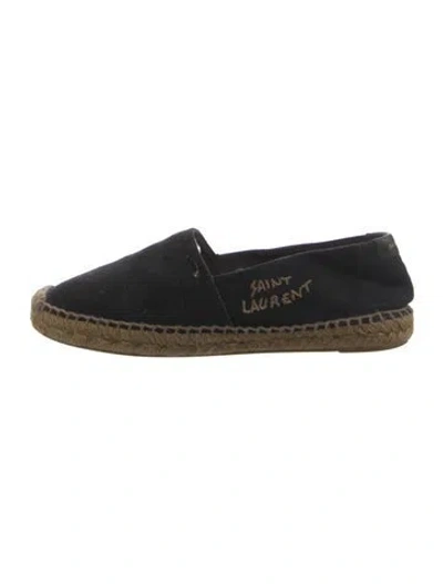 Pre-owned Saint Laurent Canvas Embroidered Accent Espadrilles In Black