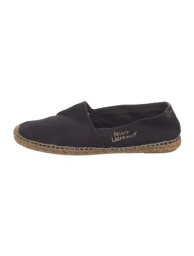Pre-owned Saint Laurent Canvas Embroidered Accent Espadrilles In Black