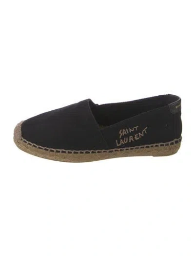 Pre-owned Saint Laurent Canvas Embroidered Accent Espadrilles In Black