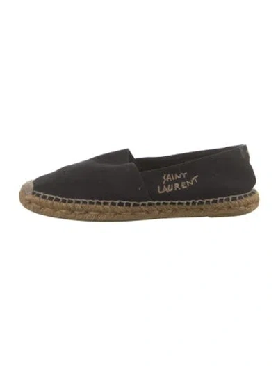 Pre-owned Saint Laurent Canvas Embroidered Accent Espadrilles In Black