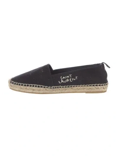 Pre-owned Saint Laurent Canvas Embroidered Accent Espadrilles In Black