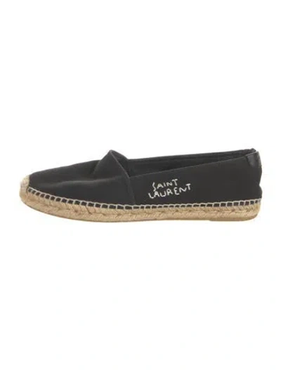 Pre-owned Saint Laurent Canvas Embroidered Accent Espadrilles In Black