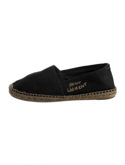 Pre-owned Saint Laurent Canvas Embroidered Accent Espadrilles In Black