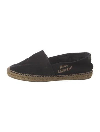 Pre-owned Saint Laurent Canvas Embroidered Accent Espadrilles In Black
