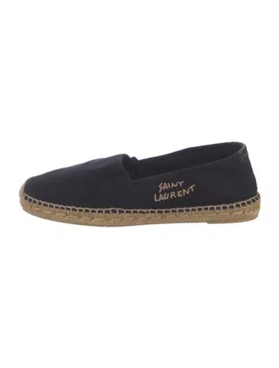 Pre-owned Saint Laurent Canvas Embroidered Accent Espadrilles In Black/neutrals