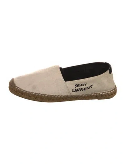 Pre-owned Saint Laurent Canvas Embroidered Accent Espadrilles In Neutral