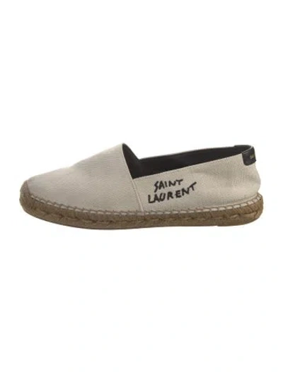 Pre-owned Saint Laurent Canvas Embroidered Accent Espadrilles In Neutral