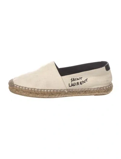Pre-owned Saint Laurent Canvas Embroidered Accent Espadrilles In Neutral