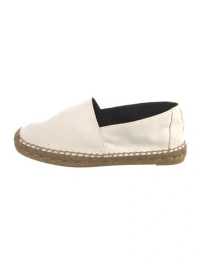 Pre-owned Saint Laurent Canvas Embroidered Accent Espadrilles In Neutral