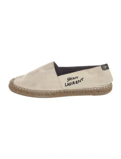 Pre-owned Saint Laurent Canvas Embroidered Accent Espadrilles In Neutrals