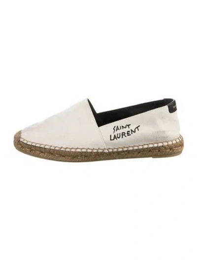 Pre-owned Saint Laurent Canvas Embroidered Accent Espadrilles In Neutrals