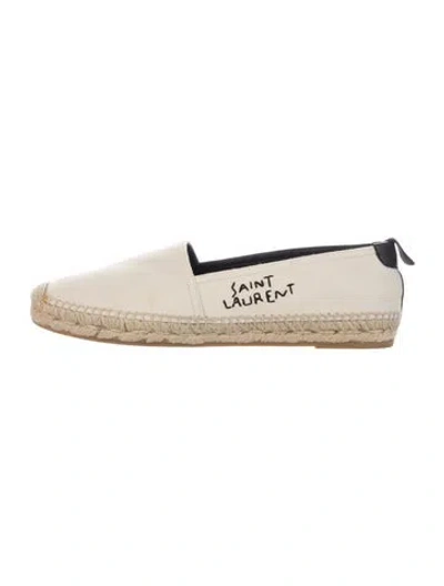 Pre-owned Saint Laurent Canvas Embroidered Accent Espadrilles In Neutrals