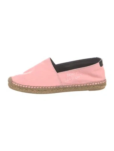 Pre-owned Saint Laurent Canvas Embroidered Accent Espadrilles In Pink