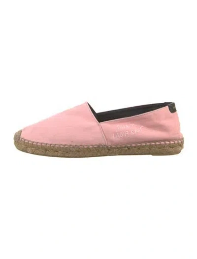 Pre-owned Saint Laurent Canvas Embroidered Accent Espadrilles In Pink