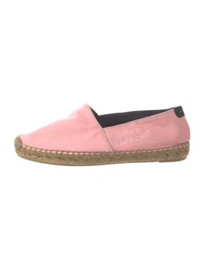 Pre-owned Saint Laurent Canvas Embroidered Accent Espadrilles In Pink