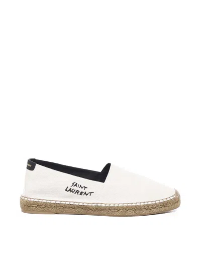 Saint Laurent Canvas Espadrilles With Embroidery In White