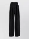 Saint Laurent Canvas High Waist Wide Leg Trousers In Black