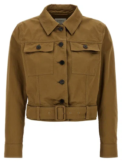 Saint Laurent Canvas Jacket Casual Jackets And Parka Brown