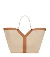 Saint Laurent Canvas Leather-trim Y Tote Bag In Brown