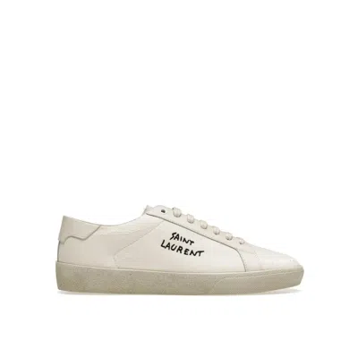 Saint Laurent Canvas Logo Sneakers In White