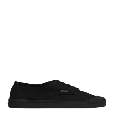 Saint Laurent Canvas Low-top Sneakers In Black