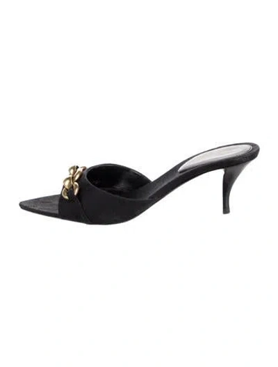 Pre-owned Saint Laurent Canvas Mules In Black