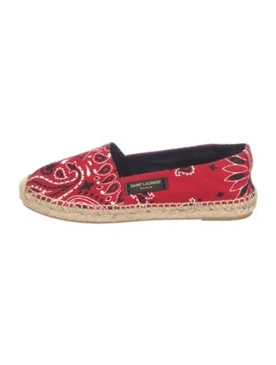 Pre-owned Saint Laurent Canvas Paisley Print Espadrilles In Red