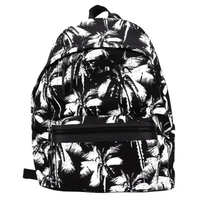 Pre-owned Saint Laurent Canvas Palm Tree Backpack New In Black