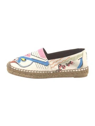 Pre-owned Saint Laurent Canvas Printed Espadrilles In White