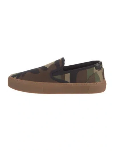 Pre-owned Saint Laurent Canvas Printed Sneakers In Green