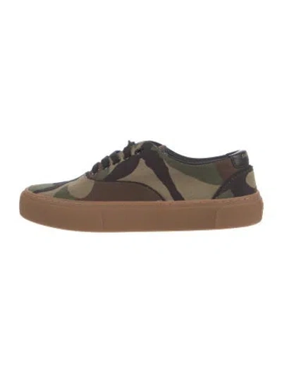 Pre-owned Saint Laurent Canvas Printed Sneakers In Green