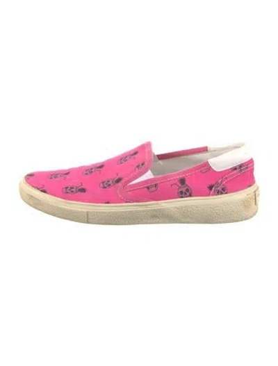 Pre-owned Saint Laurent Canvas Printed Sneakers In Pink