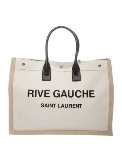 Pre-owned Saint Laurent Canvas Rive Gauche Tote Bag W/ Tags In Neutrals