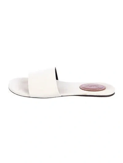 Pre-owned Saint Laurent Canvas Slides In White