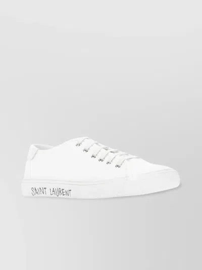 Saint Laurent White Canvas Malibu Sneakers