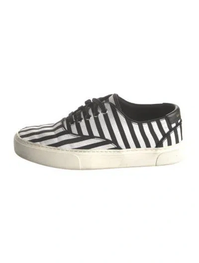 Pre-owned Saint Laurent Canvas Striped Sneakers In Multi
