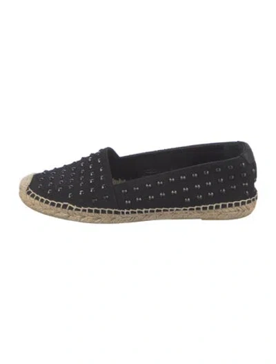 Pre-owned Saint Laurent Canvas Studded Accents Espadrilles In Black