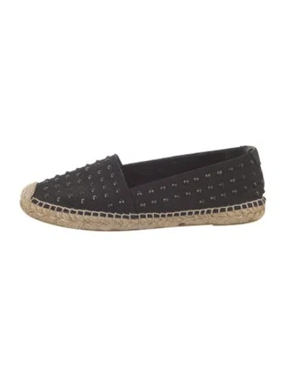 Pre-owned Saint Laurent Canvas Studded Accents Espadrilles In Black