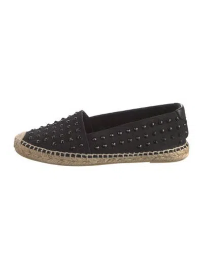 Pre-owned Saint Laurent Canvas Studded Accents Espadrilles In Black